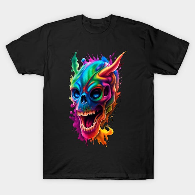 Demon skull color explosion T-Shirt by Terror-Fi